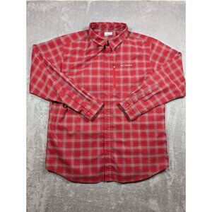 Columbia Flannel Mens XXL Red Plaid Heavy Warm Outdoor Hiking Gorpcore Pocket